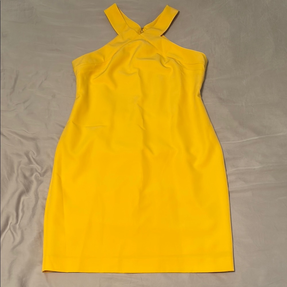 Laundry By Shelli Segal Yellow Sleeveless Halter Mini Dress